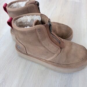 UGG Neumel High Heritage Chestnut Suede Front Zip Boots‎ 1122677 Womens 8